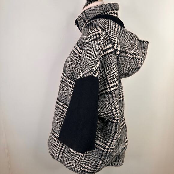 Fate Black & White Houndstooth Zip Up Hooded Jacket Size One Size - Picture 5 of 10
